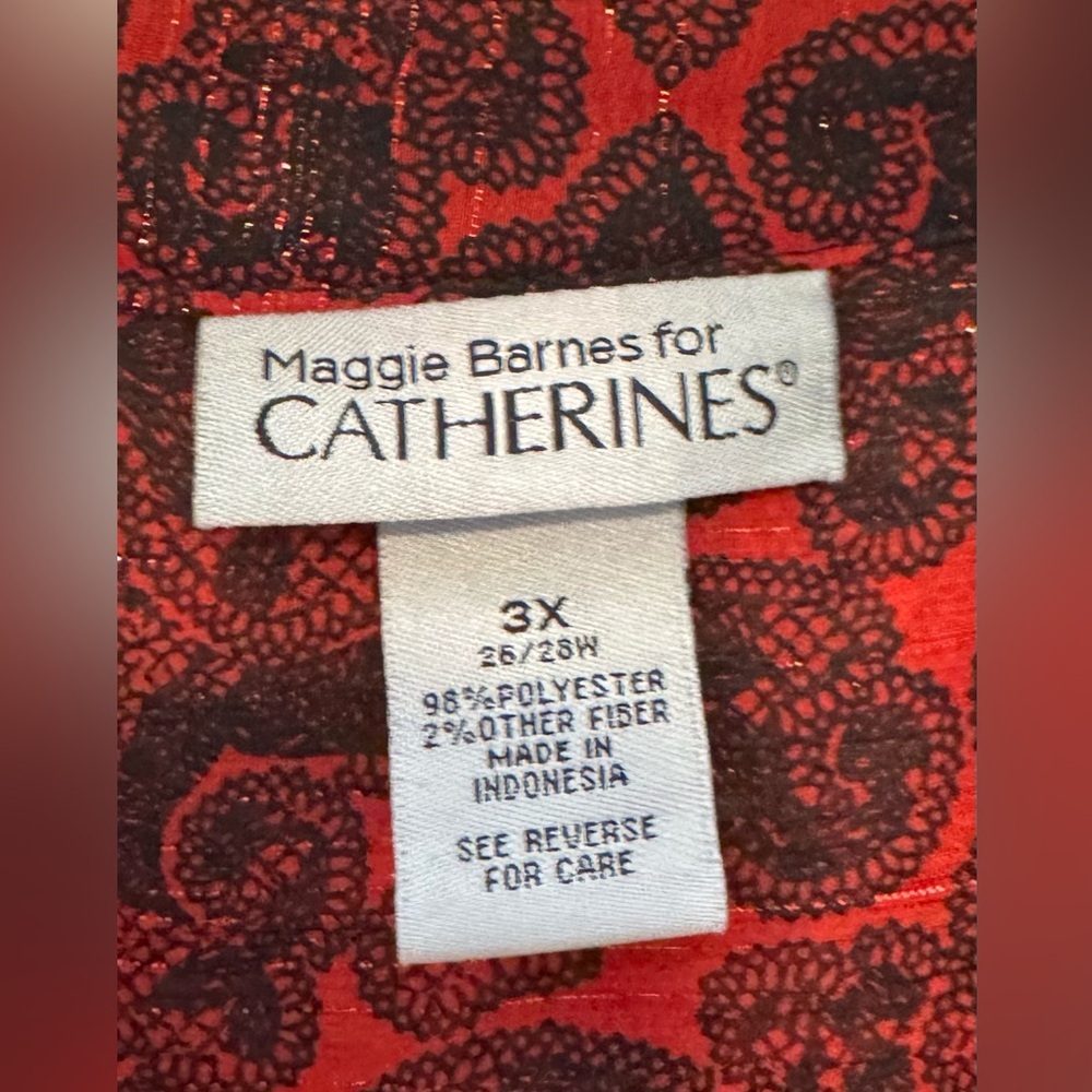 Catherine’s Red and Black Top, sz 3x - Picture 2 of 4